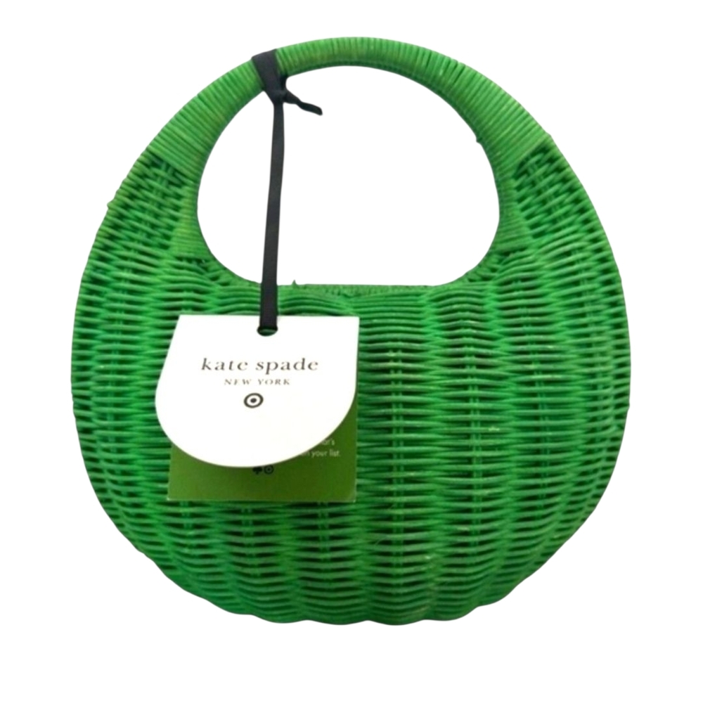 Kate Spade x Target Green Wicker Crescent Basket Bag